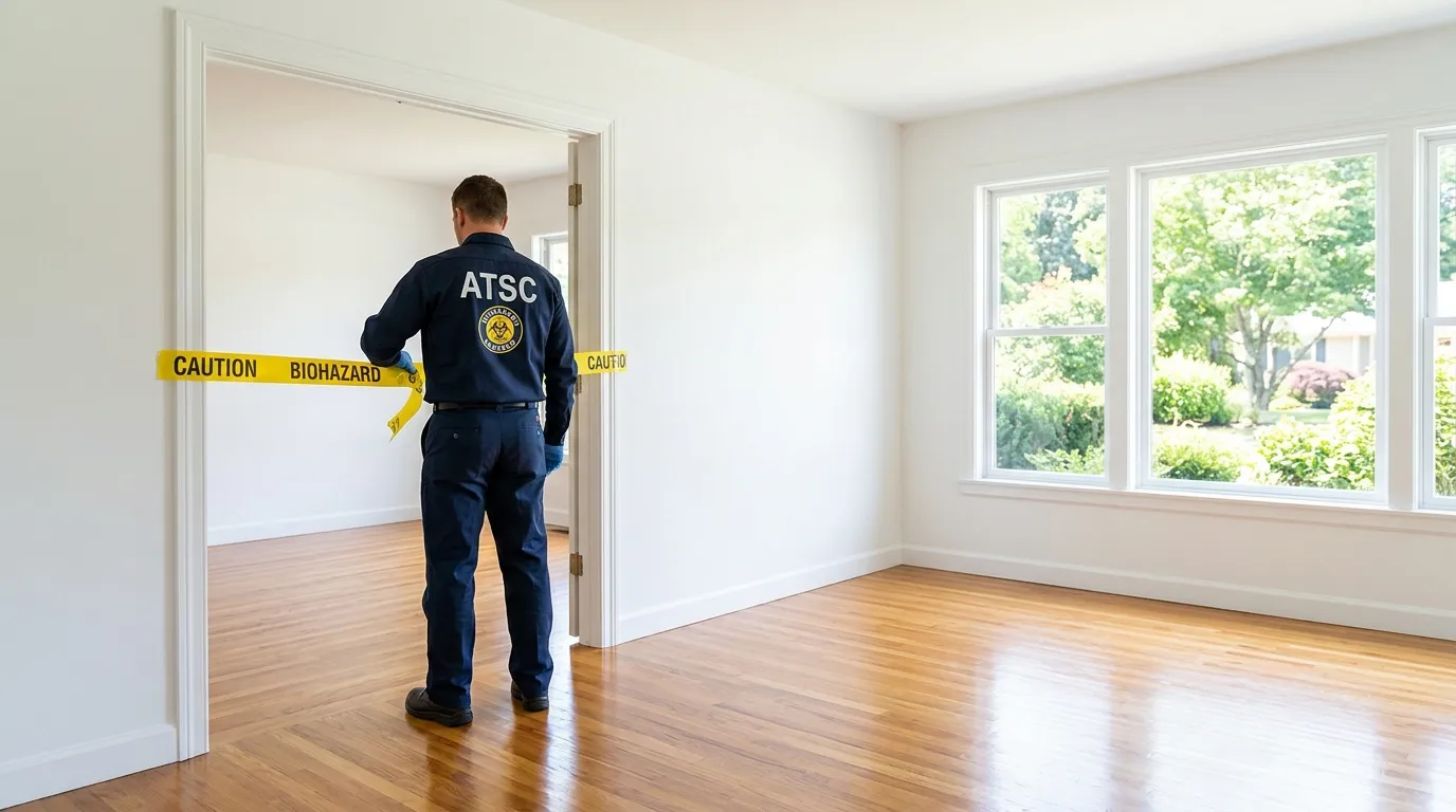 Certified biohazard cleanup crew performing Decomposition Cleanup in Brentwood